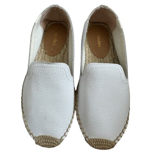 Soludos Upper White Leather Espadrilles Size 6 - Picture 3 of 11